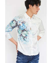 TORNADO MART∴オーナメントフラワープリント7分袖シャツ