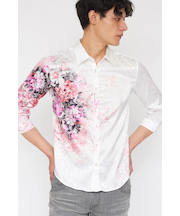 TORNADO MART∴オーナメントフラワープリント7分袖シャツ