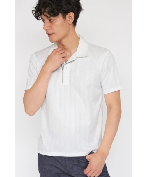 ZERO by TORNADO MART∴ランダム針抜きABSテレコZIPポロシャツ