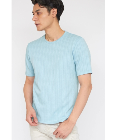 ZERO by TORNADO MART∴ヘリンボンストライプJQ半袖クルーネックカットソー