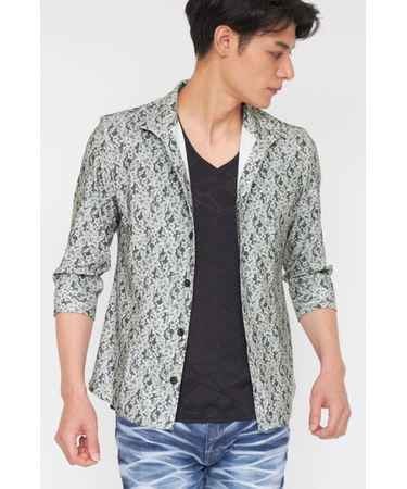 TORNADO MART∴ハイテンションレースプリント7分袖シャツ