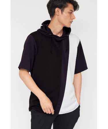 TORNADO MART∴ハーフスリーブバイカラーフーディ