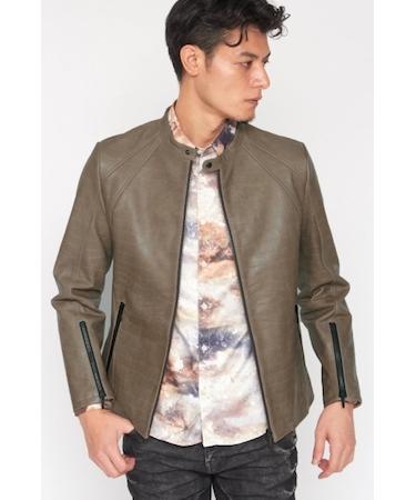 TORNADO MART∴スモーキークロコエンボスレザーブルゾン