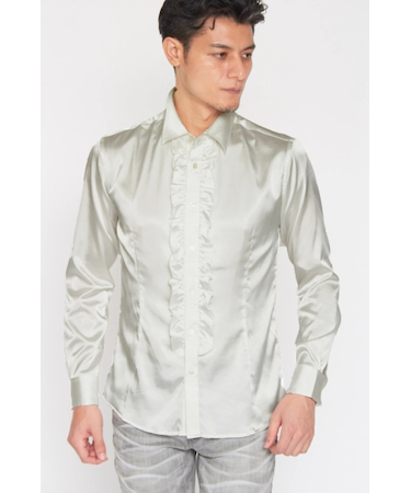 TORNADO MART∴ロイヤルサテンフロントフリルシャツ