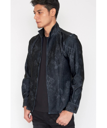 TORNADO MART∴HTフラワーデニム柄プリントシャツ