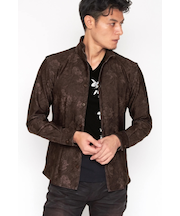 TORNADO MART∴HTフラワーデニム柄プリントシャツ