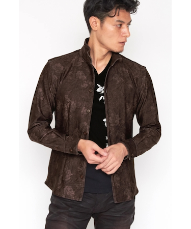 TORNADO MART∴HTフラワーデニム柄プリントシャツ