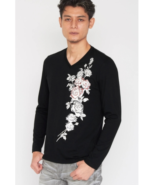 TORNADO MART∴ローズビーズプリントVネックカットソー