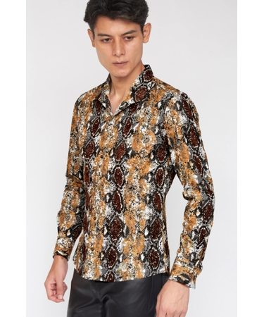 TORNADO MART∴グロッシーパイソンプリントシャツ