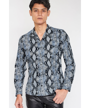 TORNADO MART∴グロッシーパイソンプリントシャツ