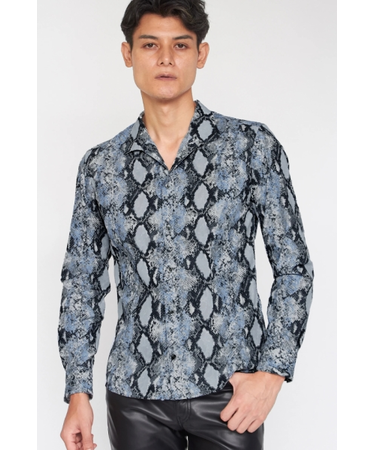 TORNADO MART∴グロッシーパイソンプリントシャツ