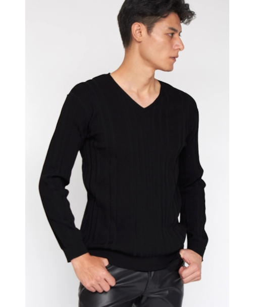 TORNADO MART∴ランダムテレコVネックニット