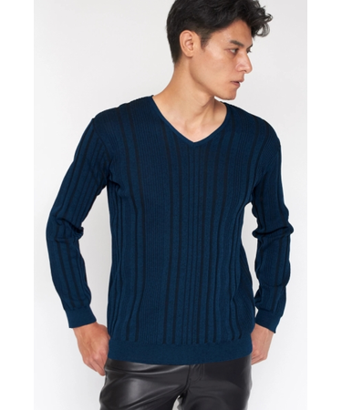 TORNADO MART∴ランダムテレコVネックニット