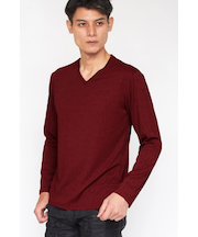 TORNADO MART∴レオパードふくれジャカードVネックカットソー