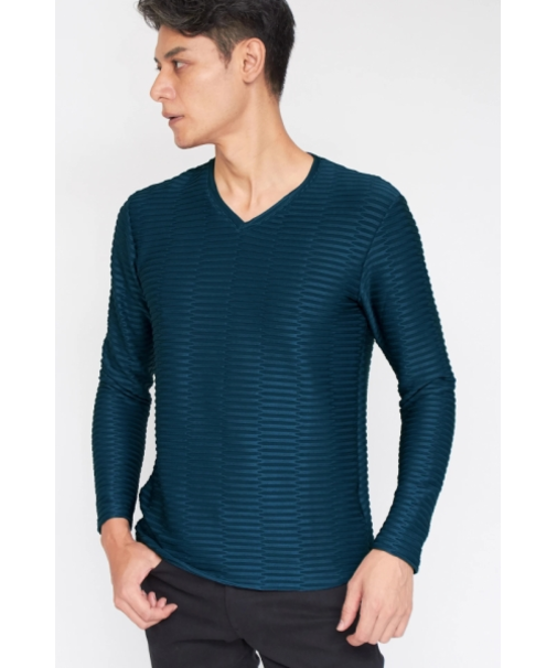 TORNADO MART∴タックボーダージャガードVネックカットソー