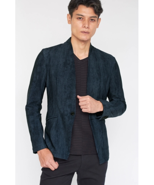 TORNADO MART∴ハイテンションデニムプリントノーカラージャケット