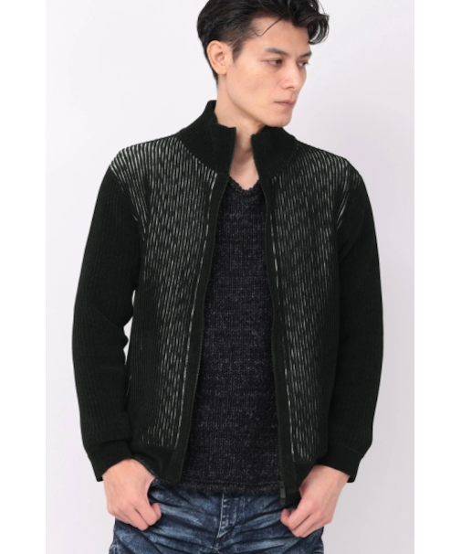 TORNADO MART∴カスリタックモールリブスタンドZIPニット