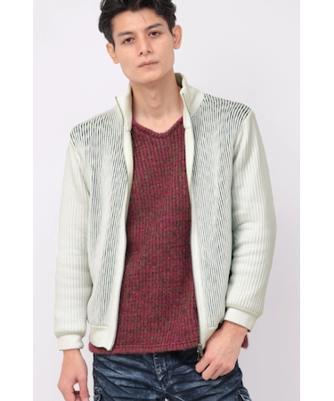 TORNADO MART∴カスリタックモールリブスタンドZIPニット