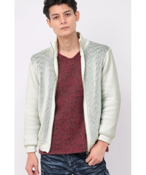 TORNADO MART∴カスリタックモールリブスタンドZIPニット