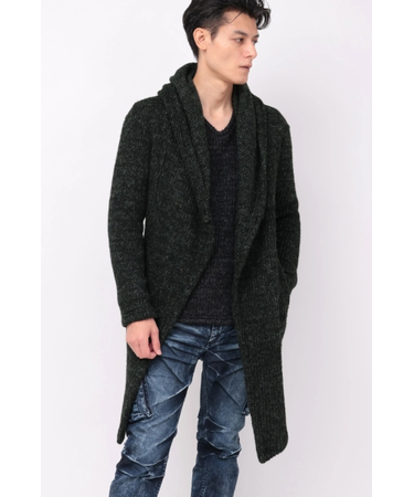 TORNADO MART∴シャイニーウールジャージーフードロングカーデ