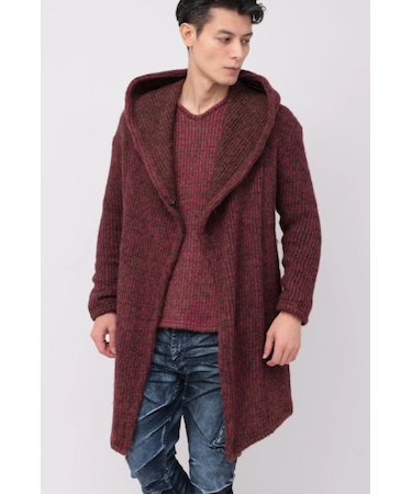 TORNADO MART∴シャイニーウールジャージーフードロングカーデ