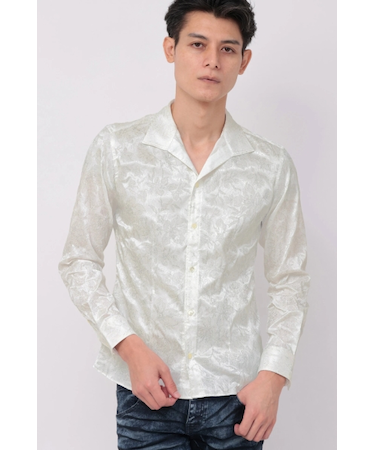 TORNADO MART∴ラメステッチ調フラワープリントシャツ