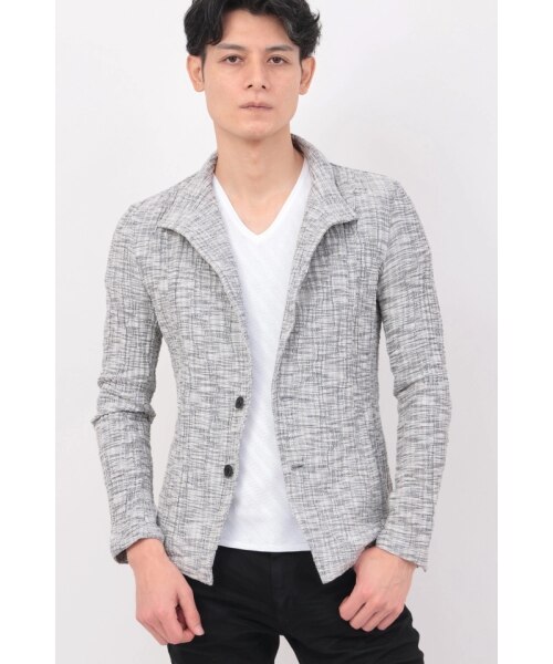 【ネイビー】ZERO by TORNADO MART∴メランジメッシュジャージ7分袖ジャケット ZERO by TORNADO MART∴メランジメッシュジャージ7分袖ジャケット