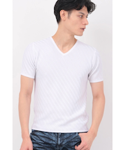 TORNADO MART∴バイアスストライプリンクス半袖ニット