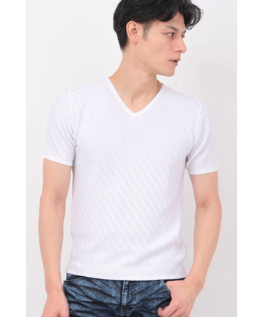 TORNADO MART∴バイアスストライプリンクス半袖ニット