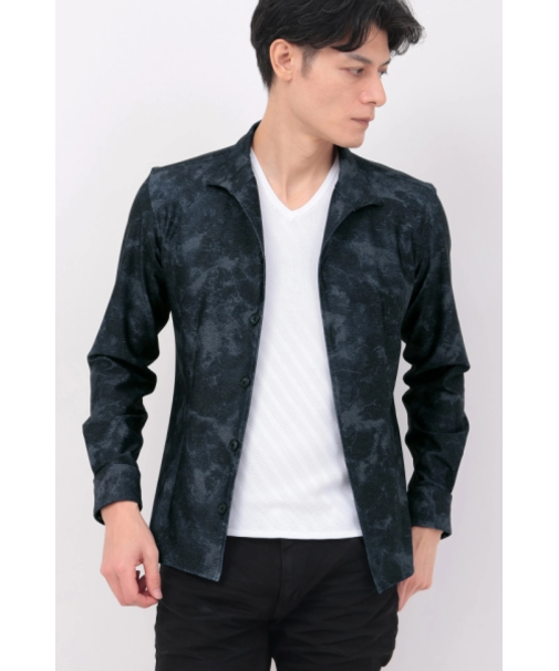 TORNADO MART∴HTオーシャンウェーブデニムプリントシャツ