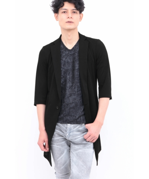 TORNADO MART∴スラブカノコジャージー7分袖チェスター