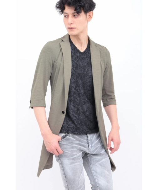 TORNADO MART∴スラブカノコジャージー7分袖チェスター