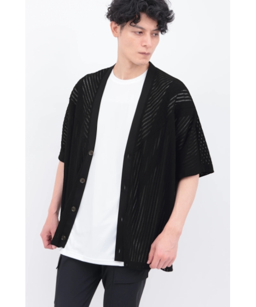 TORNADO MART∴ラッセルメッシュストライプカーデ