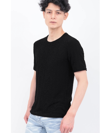 TORNADO MART∴タイダルジャカードクルーネック半袖カットソー