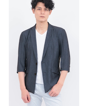 ZERO by TORNADO MART∴エアトリコットツィードプリント7分袖ジャケット