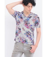 TORNADO MART∴メタルハイビスカスプリント半袖カットソー