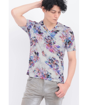 TORNADO MART∴メタルハイビスカスプリント半袖カットソー