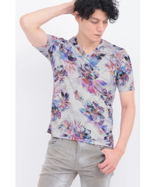 TORNADO MART∴メタルハイビスカスプリント半袖カットソー