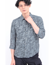 TORNADO MART∴ボタニカルシフォンカットジャカード７分袖シャツ