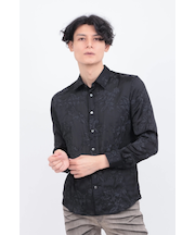 TORNADO MART∴サテンオーガンジーシュリンクフラワープリントシャツ