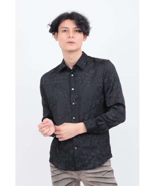 TORNADO MART∴サテンオーガンジーシュリンクフラワープリントシャツ