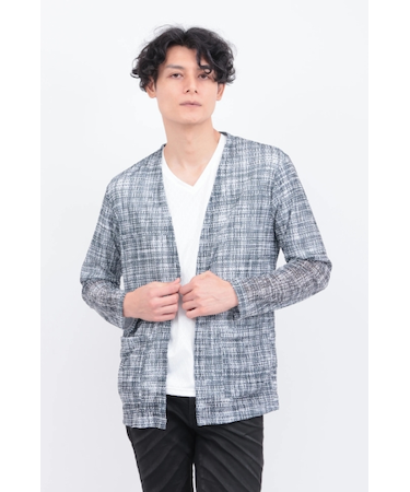 TORNADO MART∴モザイクチェックノーカラーカーデ