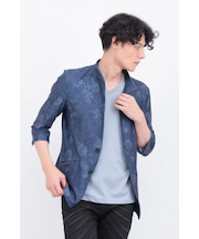TORNADO MART∴HTフラワーデニムプリント柄7分袖スタンドジャケット