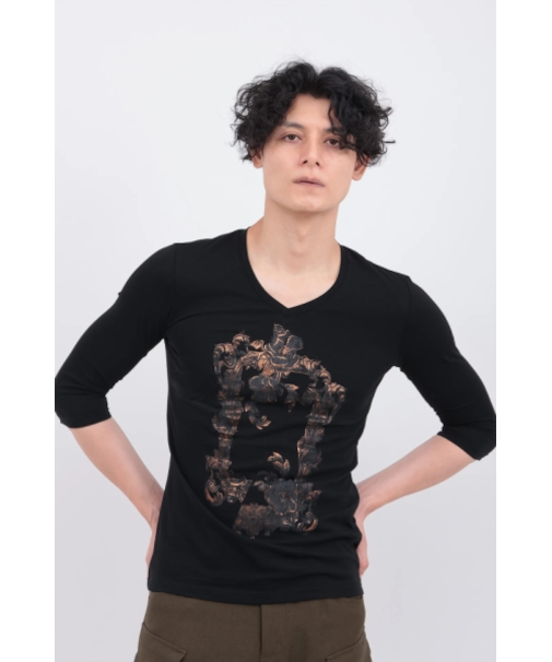 TORNADO MART∴フラワーフレームプリント7分袖カットソー