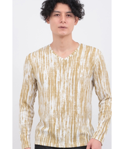 GLEAMストライプテレコVネックカットソー