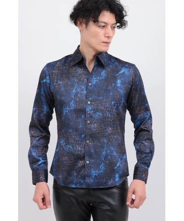 TORNADO MART∴マーブルクロコダイルプリントシャツ