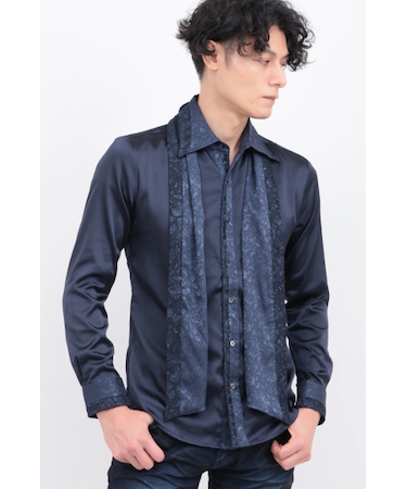 TORNADO MART∴レースアクセント ストール付きシャツ