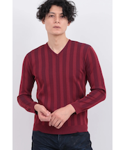 ストライプテレコVネックKN