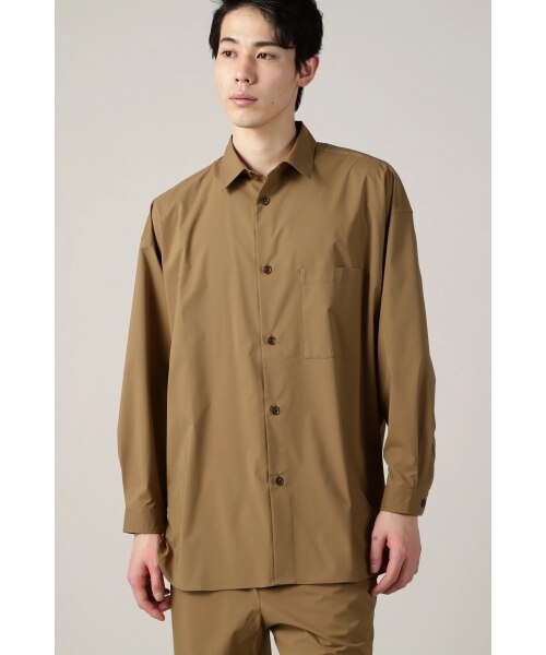 【キャメル】HIGH STREET∴2WAYストレッチマイクロチェックバンドカラーシャツ ハイストリート HIGH STREET HIGH STREET∴2WAYストレッチマイクロ