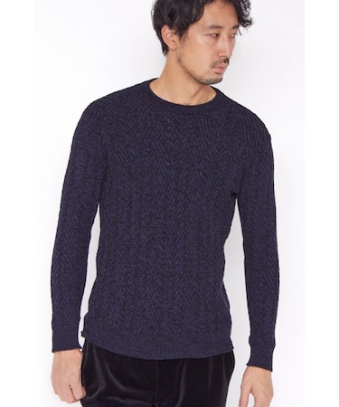 HIGH STREET∴ランダムへリンボンモールクルーネックニット